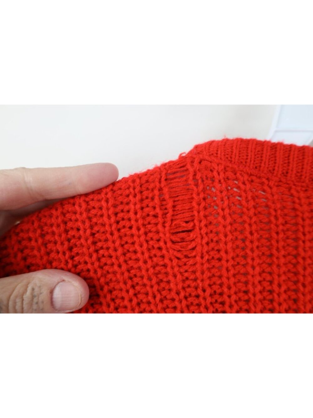 Vintage 70s 80s Streetwear Mens Large Blank Chunky Ribbed Knit Sweater Red USA - Picture 8 of 11